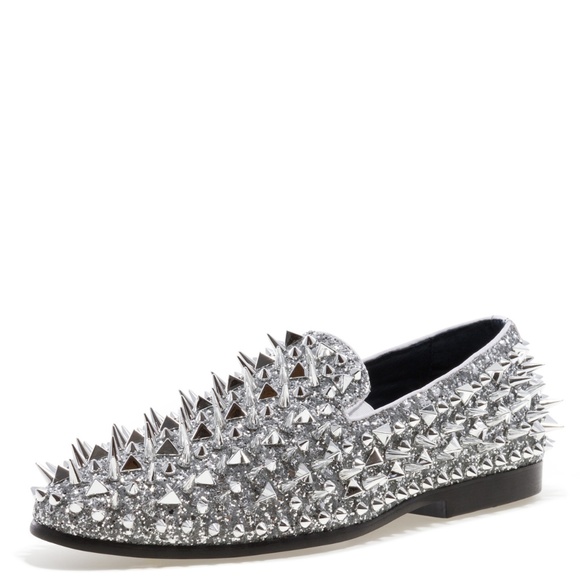 Jump Newyork Lord Silver Spiked Loafers 